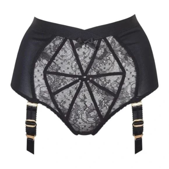 NWT AGENT PROVOCATEUR Franni Brief With Suspenders Black Size AP 2 - Picture 2 of 16